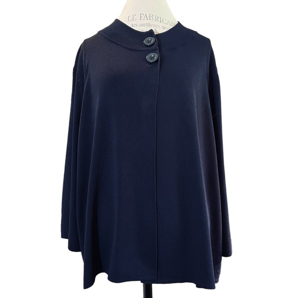 Coldwater Creek Cardigan Sweater Blue Boxy 3/4 Sleeve Women's Plus Sz 3X 24/26